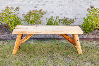 Rustic Log Bench | Solid Wood Entryway Bench | Handcrafted Furniture Live Edges