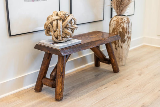 Rustic Log Bench | Solid Wood Entryway Bench | Handcrafted Furniture Live Edges