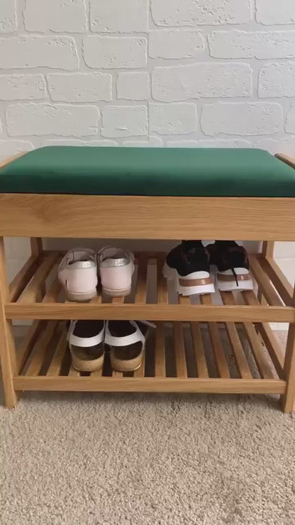 Wood shoe storage bench