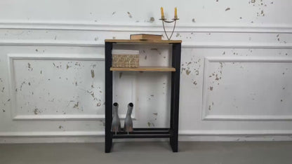 Metal console with shelf
