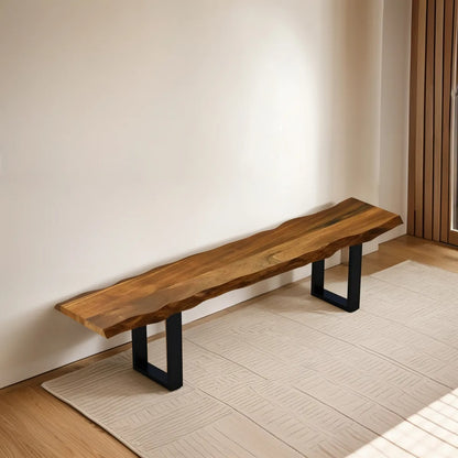 Live Edge Wooden Bench – Rustic Solid Wood Seating