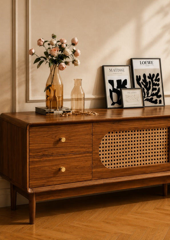 Solid Sheesham Wood Cane Display & Storage UNatura Rattan Console Table | Solid Sheesham Wood Cane Display & Storage Unitnit