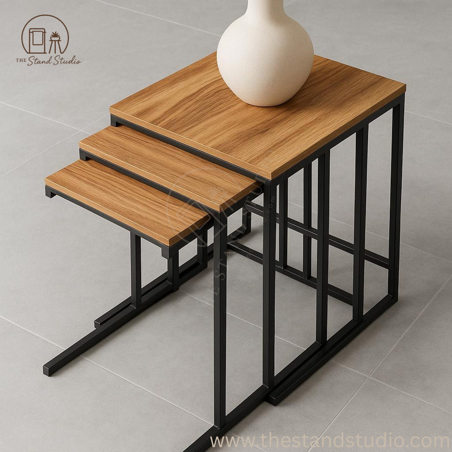 Metal C Industrial Nesting Side Tables