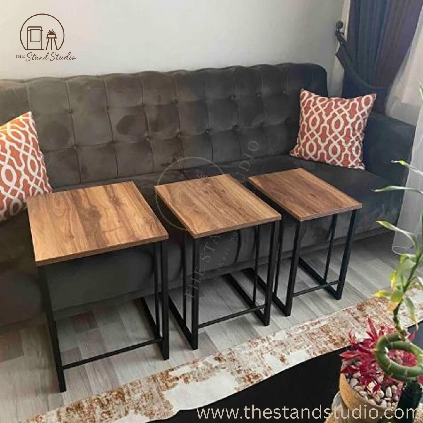 Metal C Industrial Nesting Side Tables