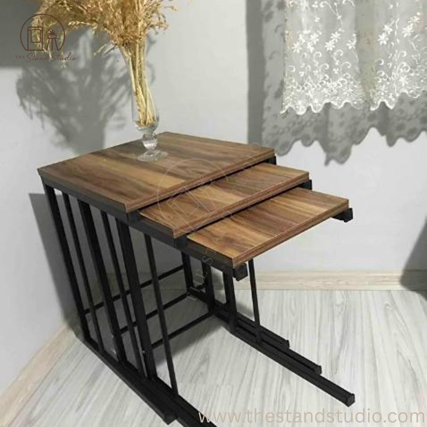 Metal C Industrial Nesting Side Tables