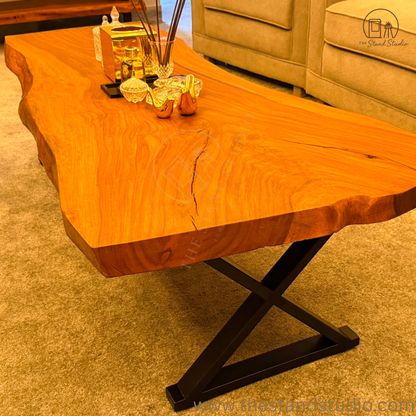 Handcrafted Live Edge Coffee Table – Natural Wood Center Table with Modern Rustic Design
