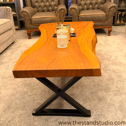 Handcrafted Live Edge Coffee Table – Natural Wood Center Table with Modern Rustic Design