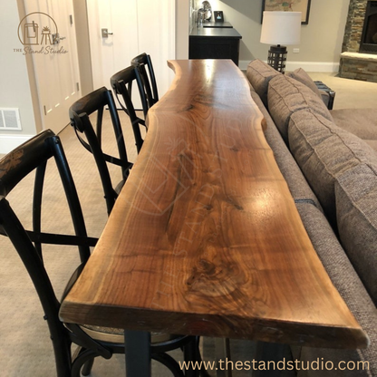 Live Edge Sofa Table – Handcrafted Solid Sheesham Wood Home Bar Table | Rustic Console Table, Minimalist Entryway Furniture, Natural Edge Design