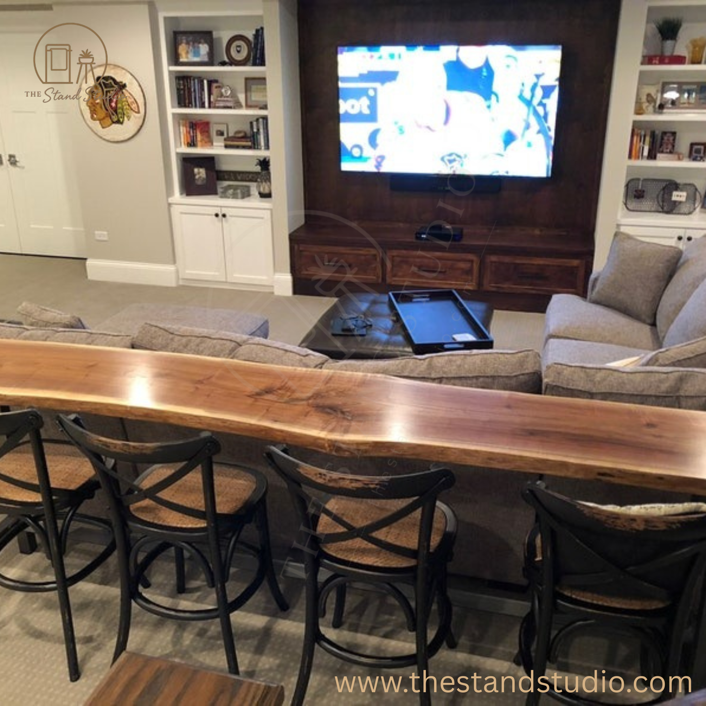 Live Edge Sofa Table – Handcrafted Solid Sheesham Wood Home Bar Table | Rustic Console Table, Minimalist Entryway Furniture, Natural Edge Design