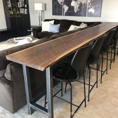 Live Edge Sofa Table – Handcrafted Solid Sheesham Wood Home Bar Table | Rustic Console Table, Minimalist Entryway Furniture, Natural Edge Design