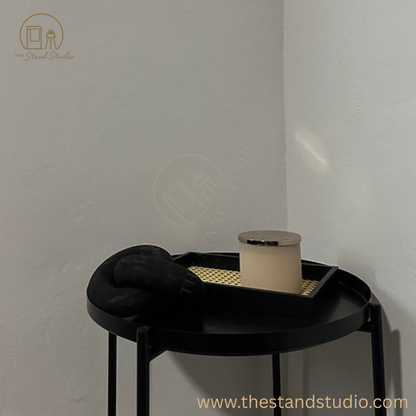 Black Rattan Serving Tray | Modern Decorative Coffee & Vanity Tray