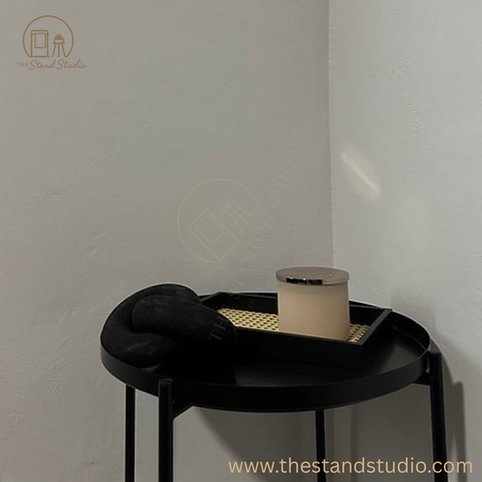 Black Rattan Serving Tray | Modern Decorative Coffee & Vanity Tray