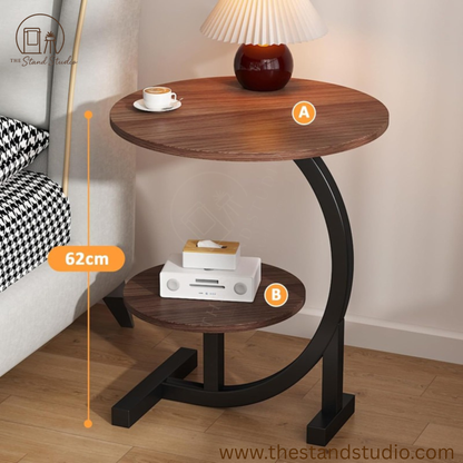 Small Side Table, C Shaped End Table for Sofa and Bed, TV Tray Table with Metal Frame for Couch, Living Room, Bedroom