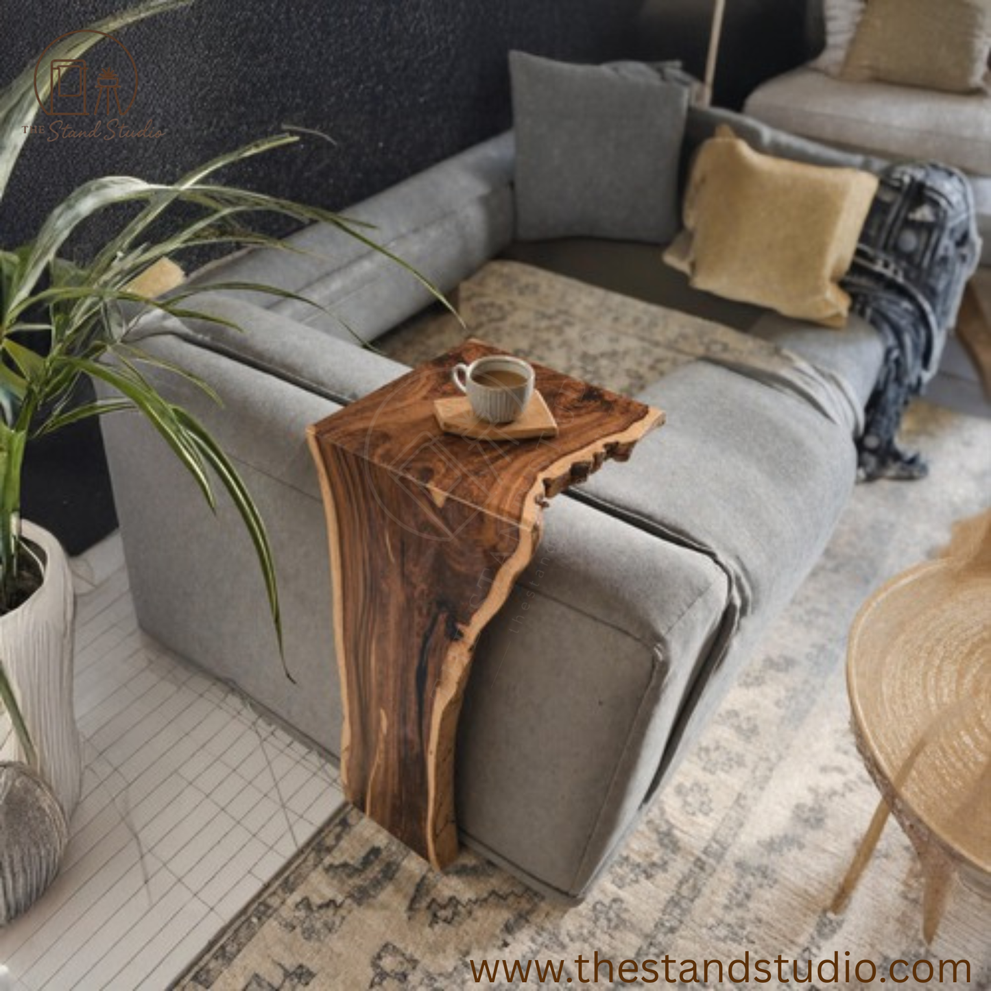 Farmhouse Sofa Armrest Table For Practical Storage And Style