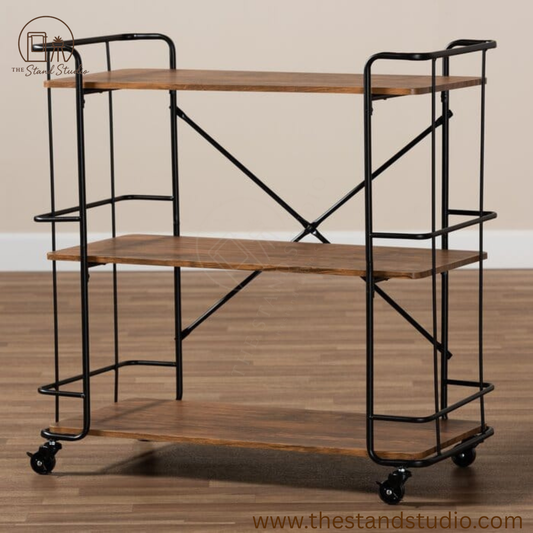 Modern Industrial Serving Cart with Wheels for Kitchen & Bar