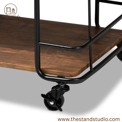 Modern Industrial Serving Cart with Wheels for Kitchen & Bar