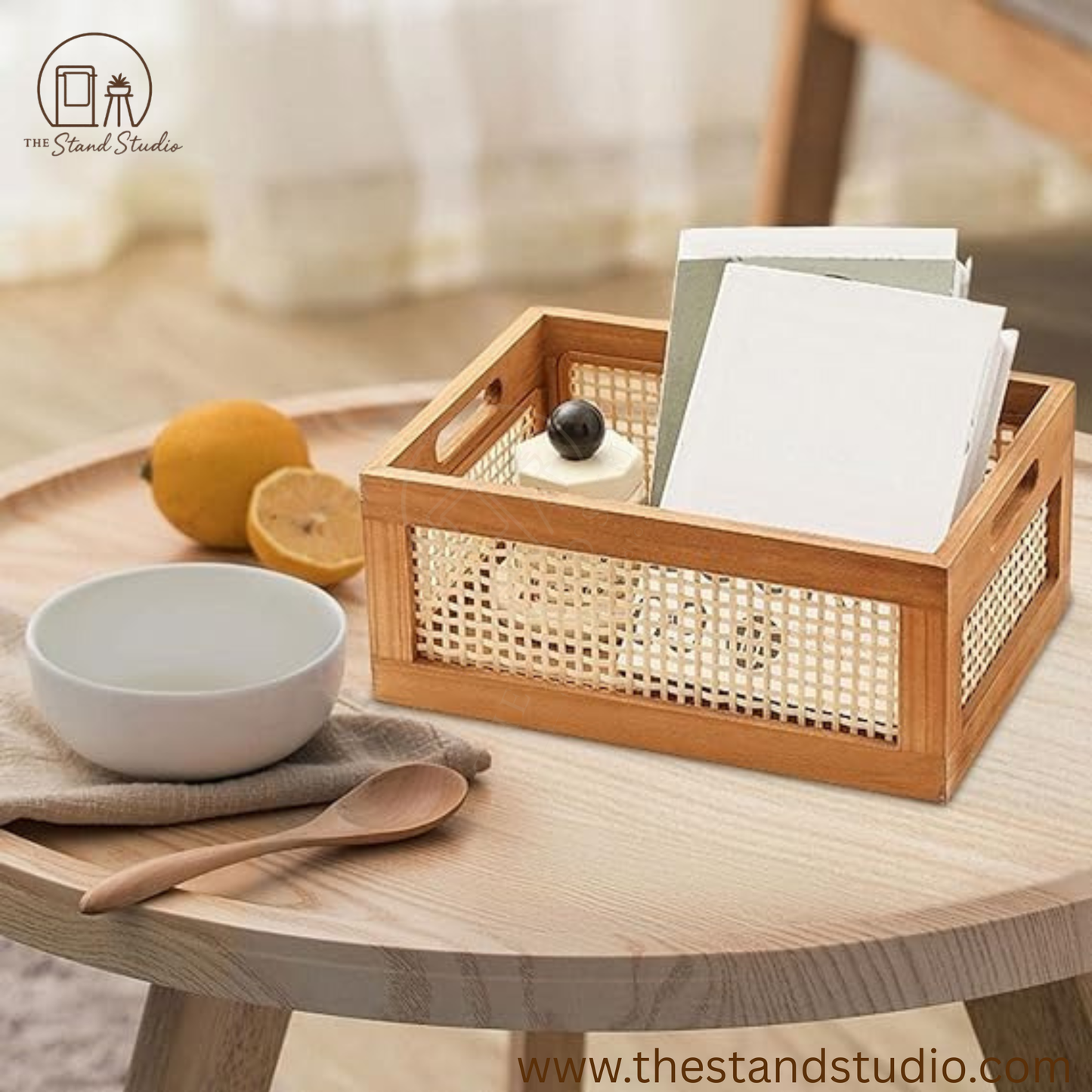 Wooden Storage Basket Drawer Box – Portable Organizer for Bedroom, Office, and Home Décor Accessories