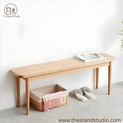 Contemporary Modern Solid Oak Wood Dining Bench – Minimalist Seating with Straight Legs for Dining Room & Entryway