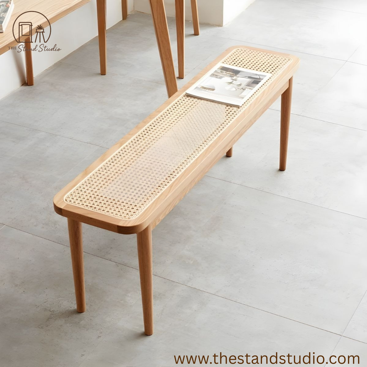 Contemporary Modern Solid Oak Wood Dining Bench – Minimalist Seating with Straight Legs for Dining Room & Entryway