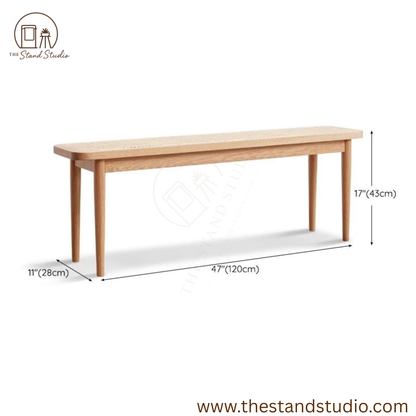 Contemporary Modern Solid Oak Wood Dining Bench – Minimalist Seating with Straight Legs for Dining Room & Entryway