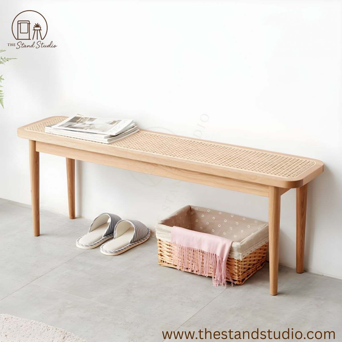 Contemporary Modern Solid Oak Wood Dining Bench – Minimalist Seating with Straight Legs for Dining Room & Entryway