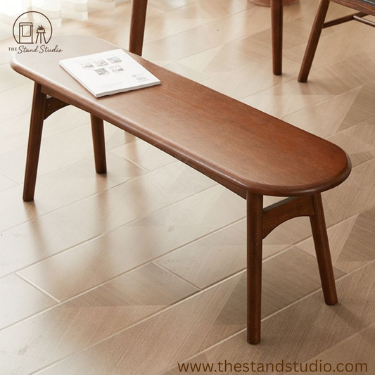 Asian Style Solid Color Wood Entryway Bench