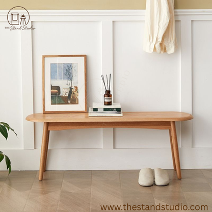 Asian Style Solid Color Wood Entryway Bench