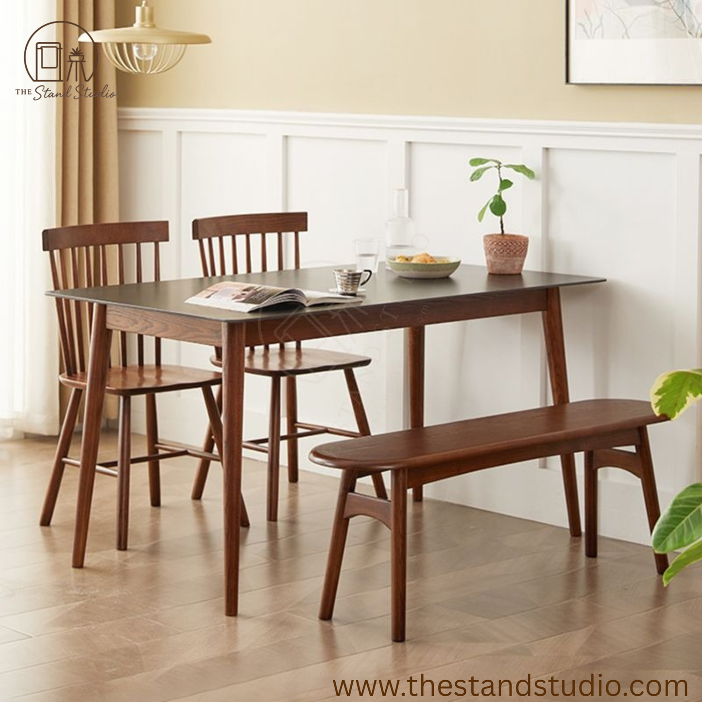 Asian Style Solid Color Wood Entryway Bench
