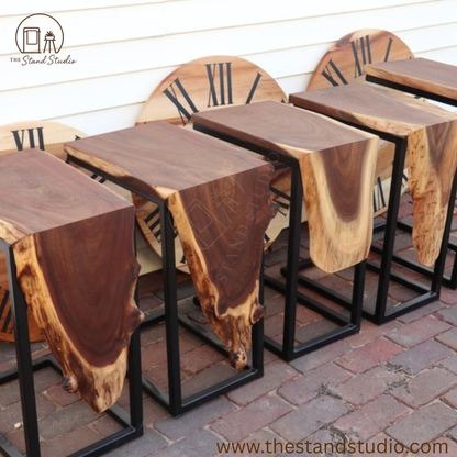 Live Edge Sheesham Waterfall C-Table – Handmade Modern Wood Furniture & Unique Home Décor Gift