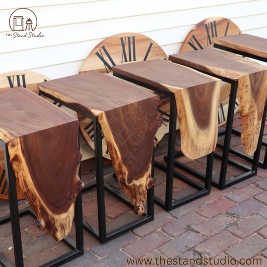 Live Edge Sheesham Waterfall C-Table – Handmade Modern Wood Furniture & Unique Home Décor Gift