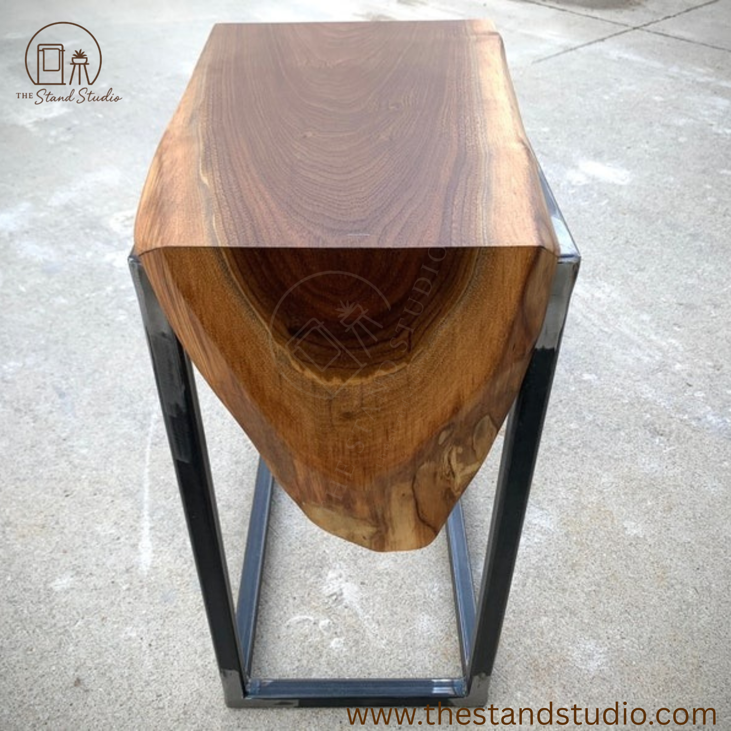 Live Edge Sheesham Waterfall C-Table – Handmade Modern Wood Furniture & Unique Home Décor Gift