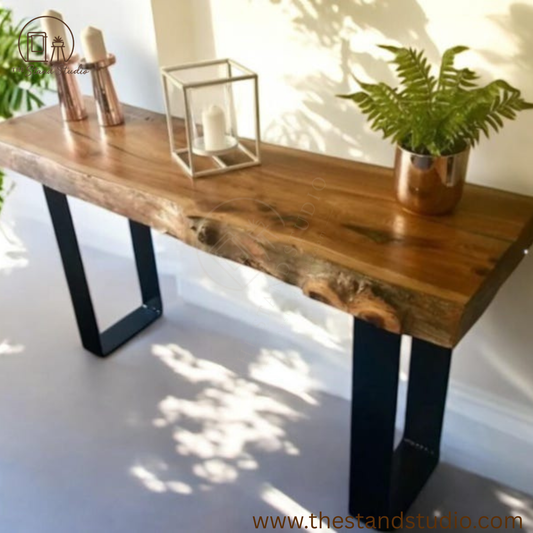 Handmade Natural Wood Console Table – Rustic Log Entryway & Hallway Table – Solid Wood Rustic Furniture