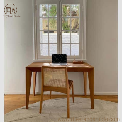 Julia” Minimalist Chair – Handcrafted Solid Wood Dining & Accent Chair – Modern Rattan Seating
