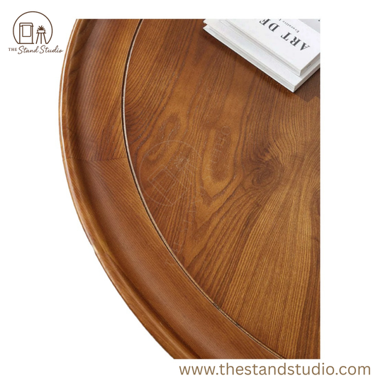 Rattan Coffee Table – Solid Wood Cane Center Table with Shelf – Modern Living Room Storage Table