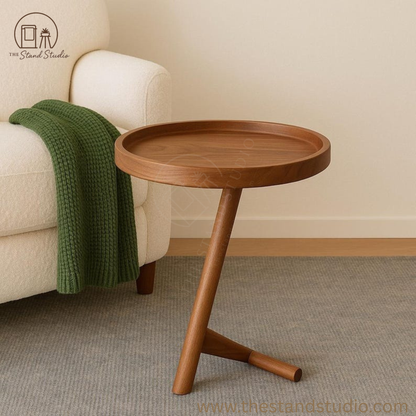 Narrow Wooden Side Table | Handmade Solid Wood End Table | Slim Mid-Century Modern Nightstand