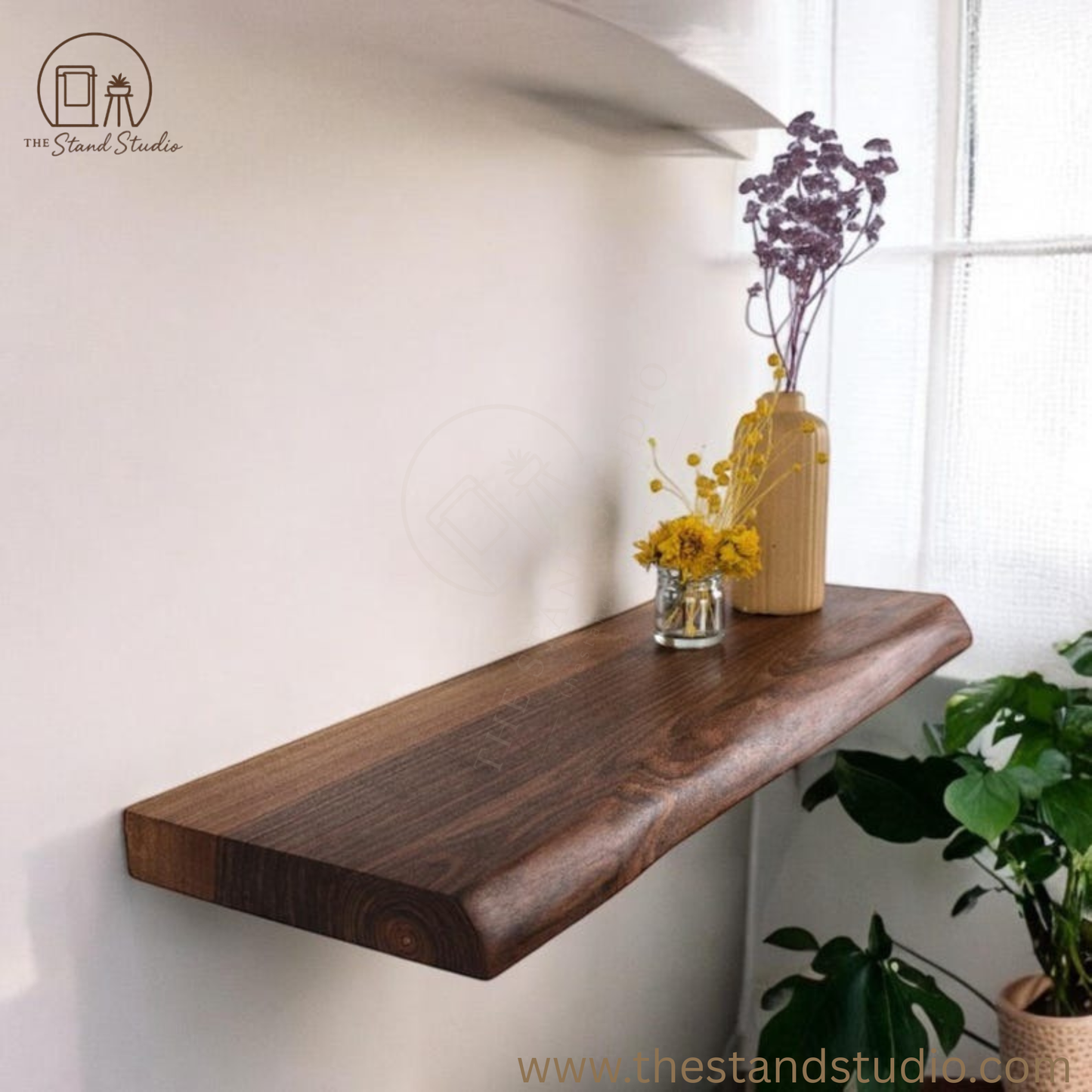 Custom Live Edge Sheesham Shelf – Rustic Floating Solid Wood Accent