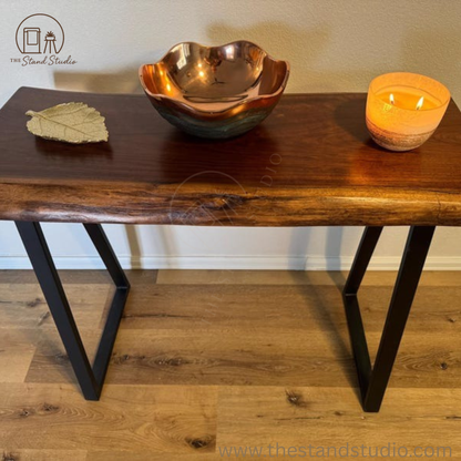 Black Sheesham Live Edge Z Leg End Table