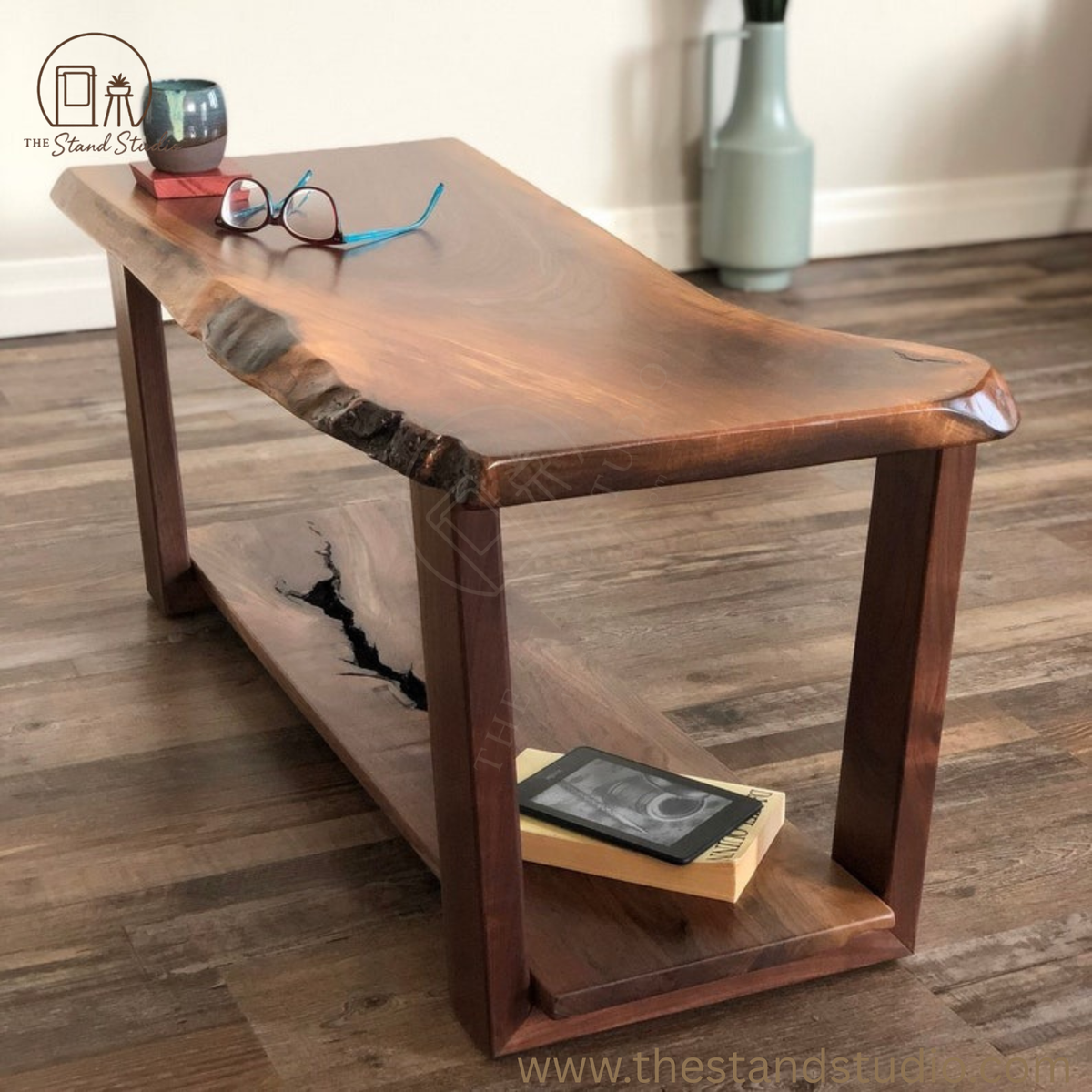Live Edge Coffee Table: Rustic Farmhouse Mid-Century Modern