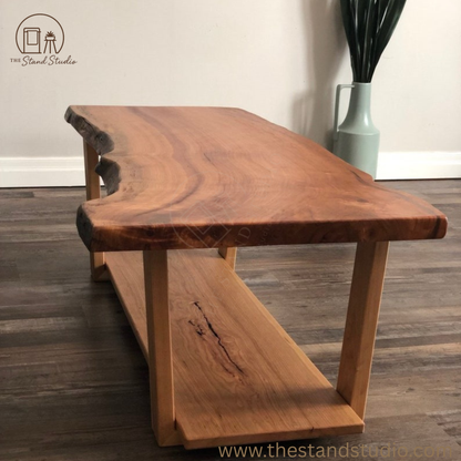 Live Edge Coffee Table: Rustic Farmhouse Mid-Century Modern