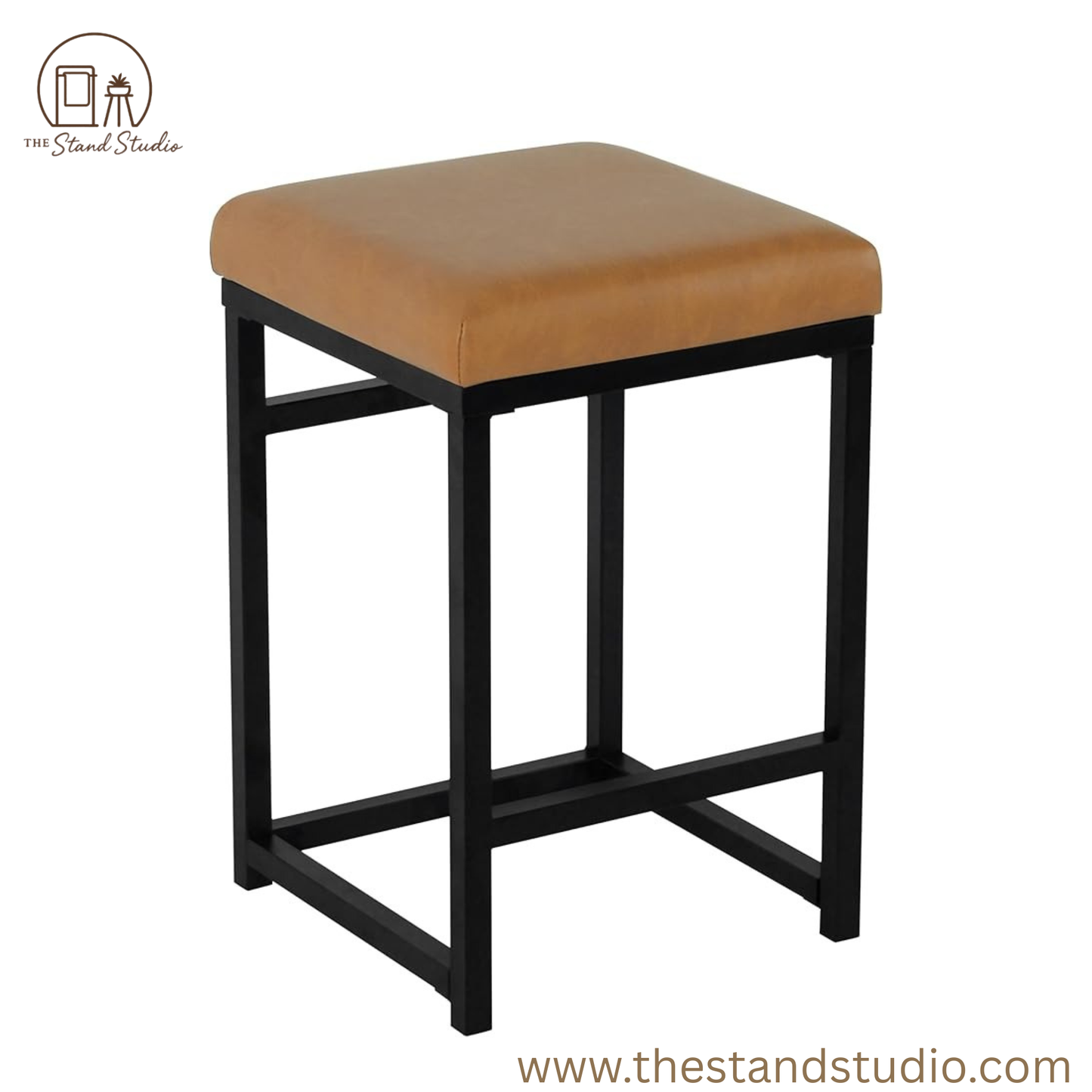Modern 24-Inch Counter Stool | Backless Metal Frame Bar Stools Counter Height | Decorative Home Furniture, Carmel Faux Leather