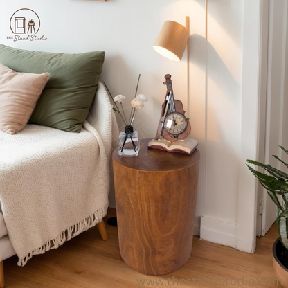 Wooden Tree Stump End Table, Rustic Wood Side Table, Wood Stump for Plant Stand Decor Nightstands Stool Indoor Outdoor