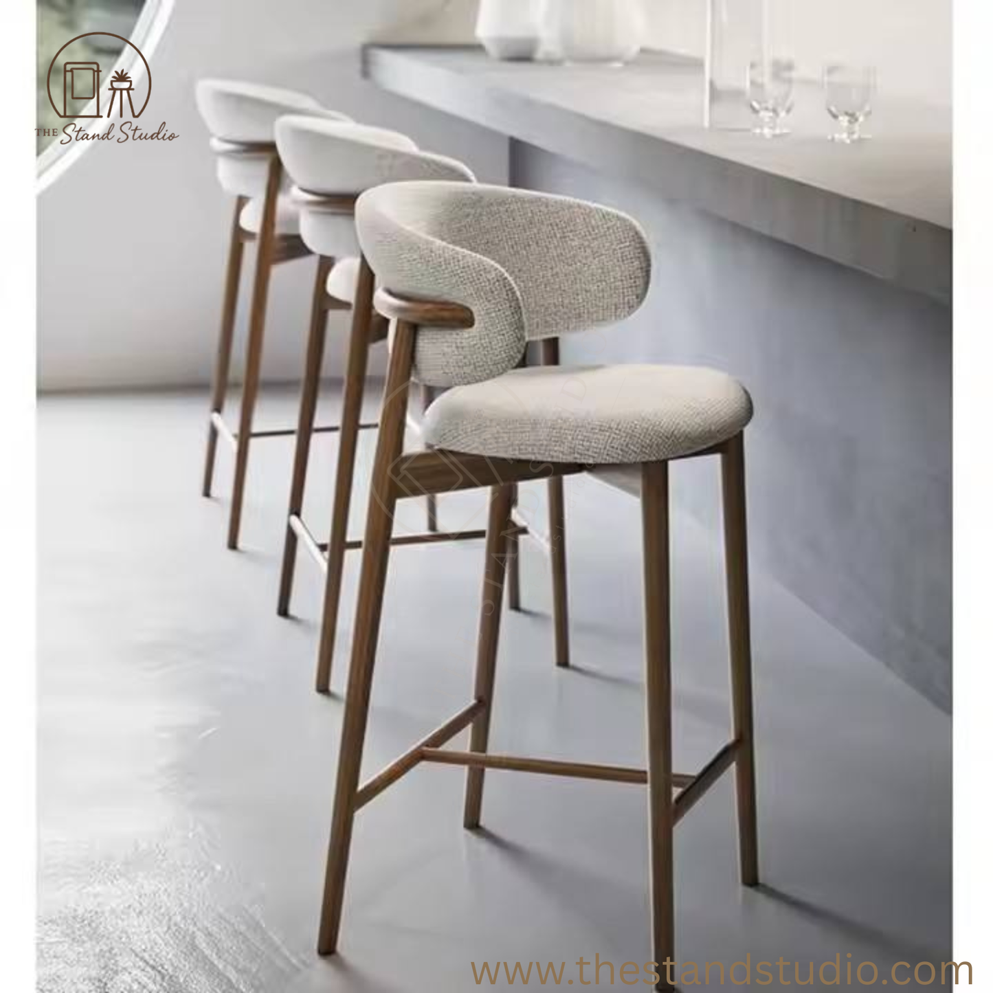 Modern Bar Stools Chair with Curved Backrest for Kitchen