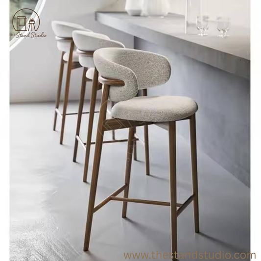 Modern Bar Stools Chair with Curved Backrest for Kitchen