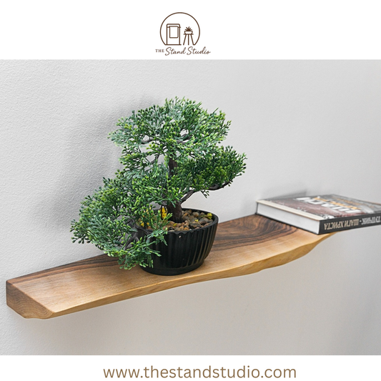 Live Edge Sheesham Floating Shelves, Reclaimed Industrial Wooden Floating Shelves,