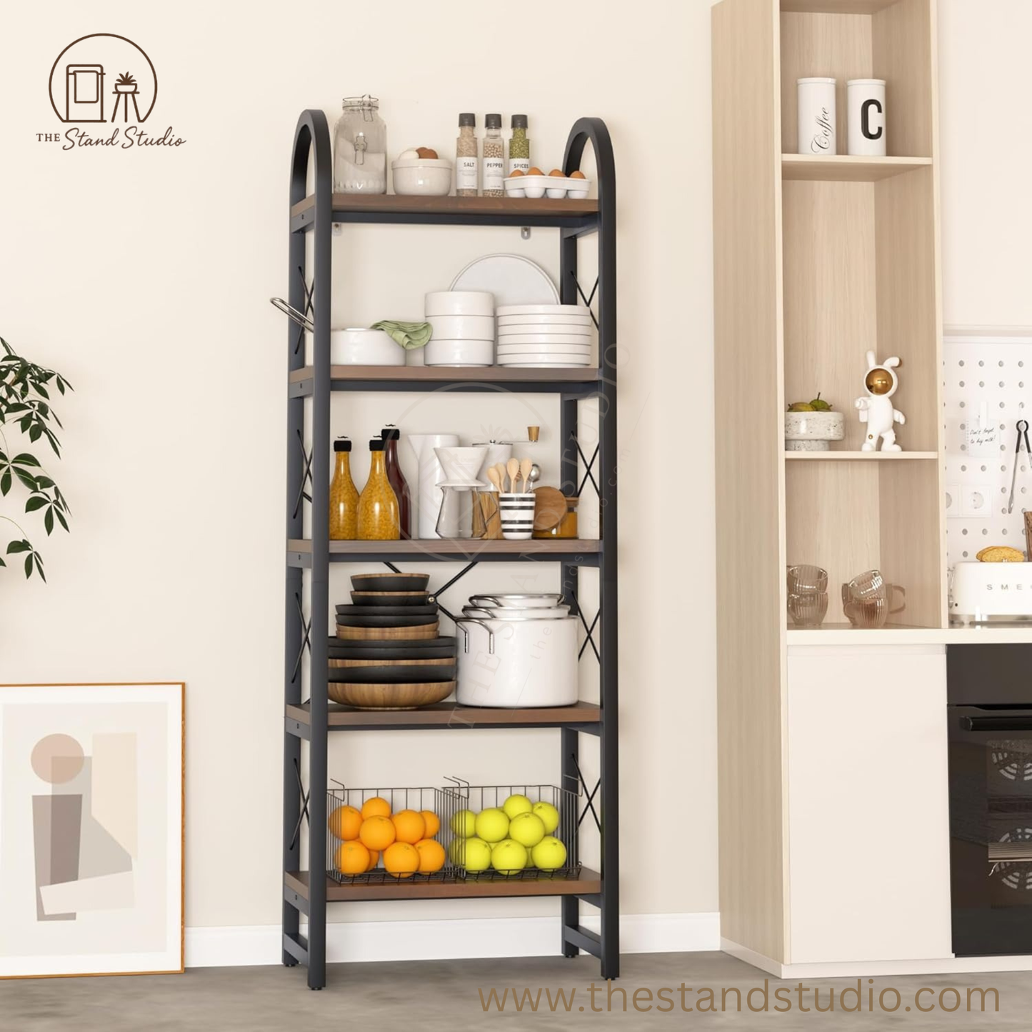 5-Tier Arched Industrial Bookcase and Book Shelves