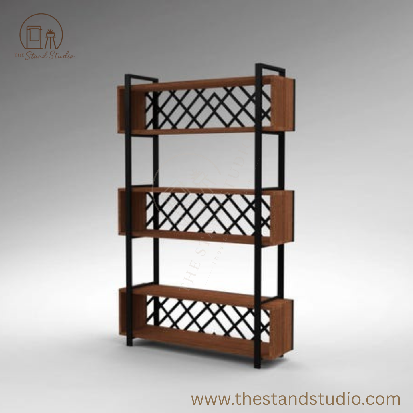 Wood & Metal Modern Bookshelf