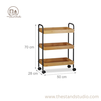 Relaxdays Bamboo Serving Trolley