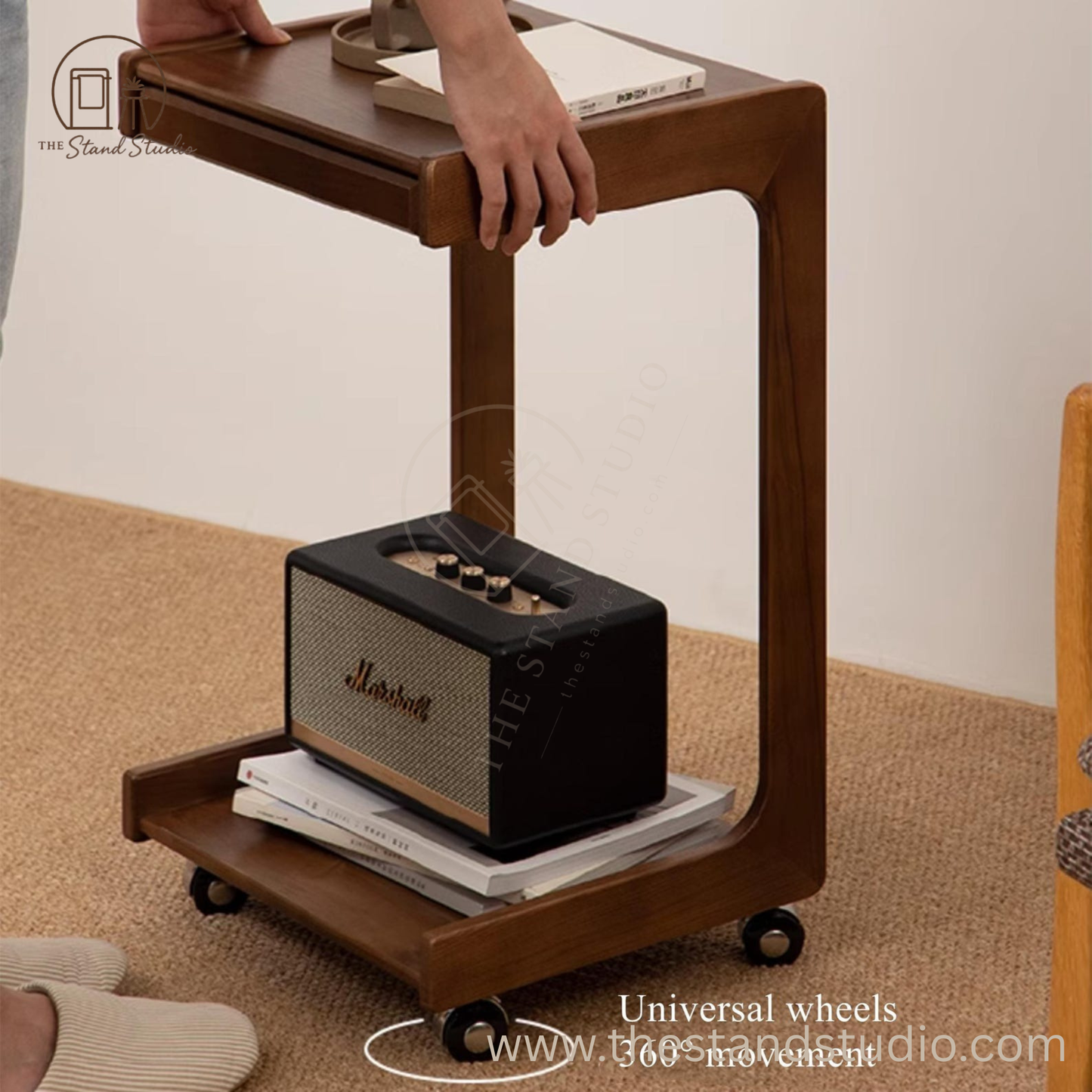 Wooden C-shape side Table for Sofa