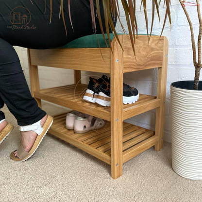 Wood shoe storage bench