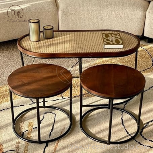 Rattan Coffee Table Set of 3